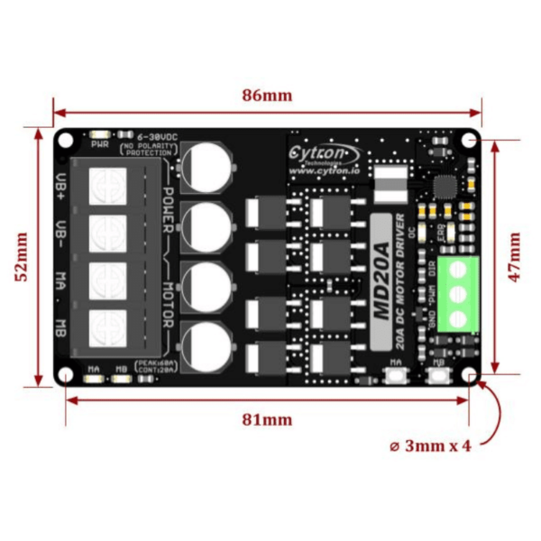 20Amp 6V-30V DC Motor Driver