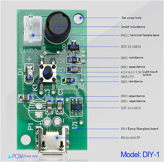 Akozon Circuit de plaque d'atomisation Module humidificateur Modules d'atomisation  USB Carte de circuit imprimé d'atomisations pour - Cdiscount Bricolage