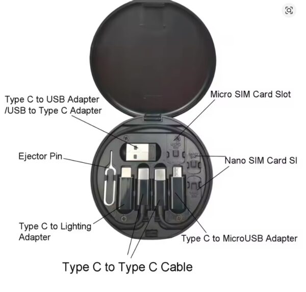 Portable Multifunctional Data Cable Kit Digital 60w Fast Charging Cable 5-In-1 Type C To C Adapter Set - Image 2