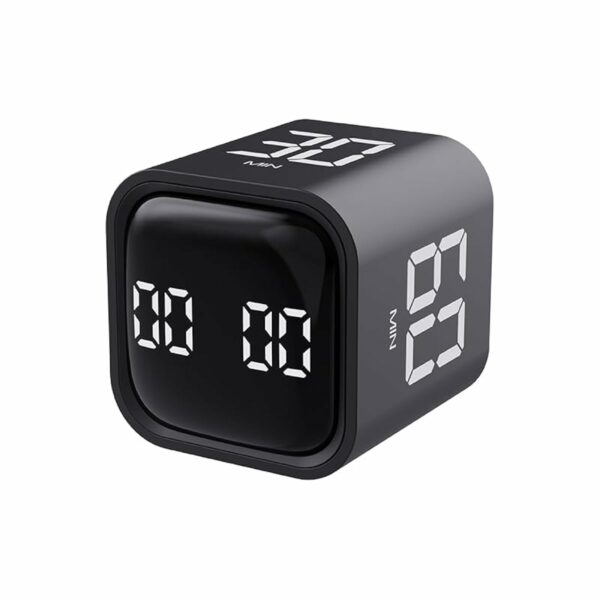 F4 Gravity Sensor Flipping Digital Timer Mini Cube Countdown Alarm Clock Cooking Study Stopwatch - Black