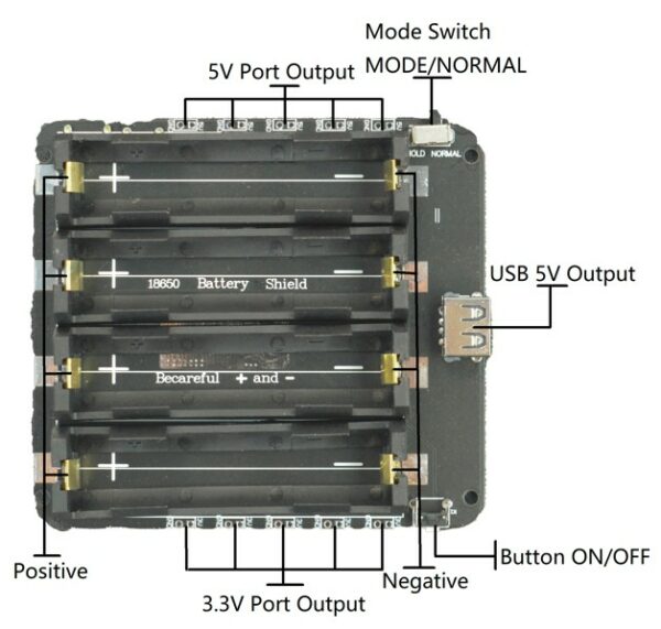1865O Battery Holder Four Li-ion V9 Battery Shield Micro USB 5V/3A 3V/1A Power Bank Battery Charging Module - Image 3
