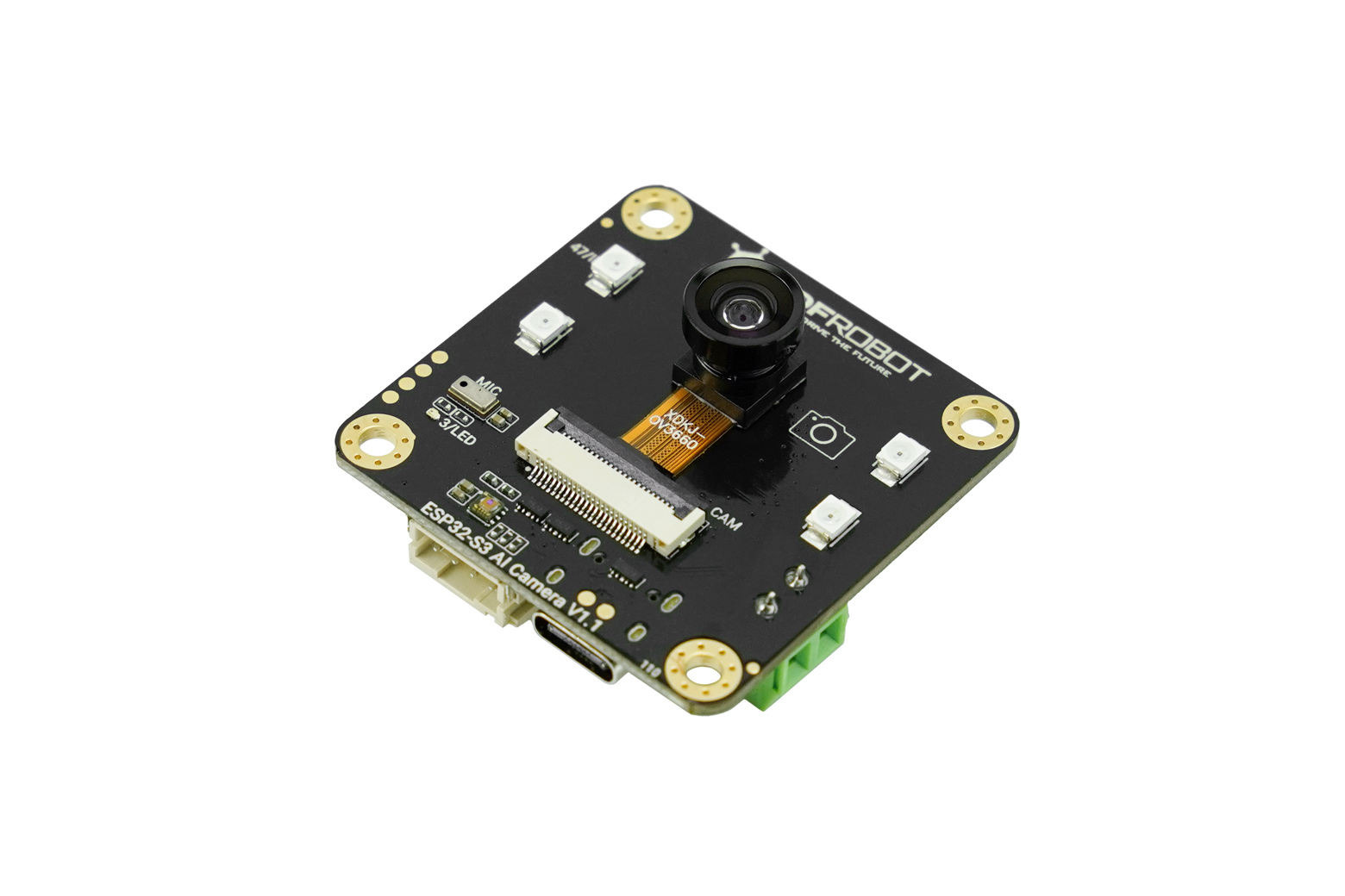 ESP32-S3 AI Camera Module (Edge Image Recognition, Night Vision, ChatGPT Voice Interaction)